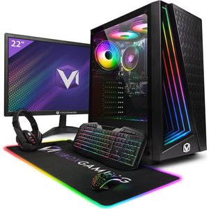 Vibox I-4 Game PC - 22"" Scherm Pakket - Quad-Core AMD Ryzen 3200G Processor 4GHz - Radeon Vega 8 Grafische kaart - 16GB RAM - 500GB NVMe M.2 SSD - Windows 11 - WiFi