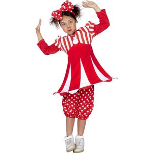 Wilbers & Wilbers - Circus Kostuum - Levende Circustent Clown - Meisje - Rood, Wit / Beige - Maat 152 - Carnavalskleding - Verkleedkleding