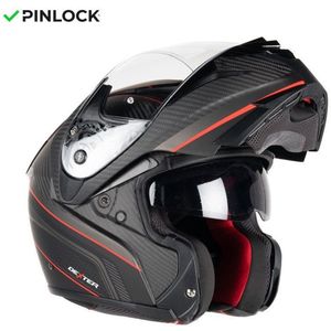 Motor Modulaire Modulaire helm ADRON CARBON STICKER MAT 22,06 Mat koolstofzwart/rood L van MOTOBLOUZ