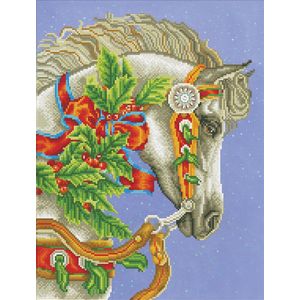 Diamond Painting Volwassenen - Ronde Steentjes - Volledig Pakket - Hobby - Diamond Dotz® - DD10.037 - Dieren -Kerst paard 41 x 54cm