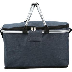 Geïsoleerde picknickmand - Picknickmand tas voor boodschappen en reizen met aluminium handvat - Blauw .