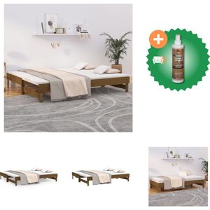 vidaXL Slaapbank uitschuifbaar grenenhout honingbruin 2x(100x200) cm - Bed - Inclusief Houtreiniger en verfrisser