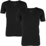 SCHIESSER 95/5 T-shirts (2-pack) - V-hals - zwart - Maat: L