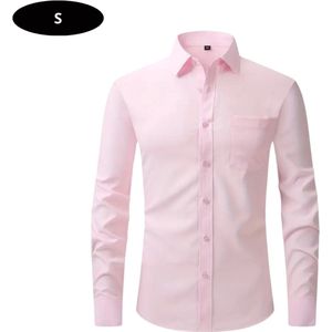 Nivard Overhemd Heren - Volwassenen - Lange Mouwen - Strijkvrij - Lange Mouw - Roze - Maat S