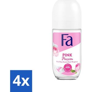 4 x Fa - Pink Passion - Deodorant Roller - Roze Roos - 50 ml - Deodorant - Antitranspirant - Fa - Pink Passion - Roze Roos