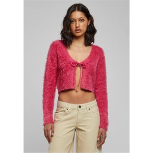 Urban Classics - Tied Cropped Feather Cardigan - S - Roze