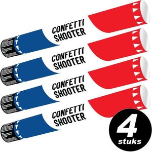Confetti Shooter 40 cm Nederland - Set van 4 stuks (rood wit blauw confetti kanon papier)