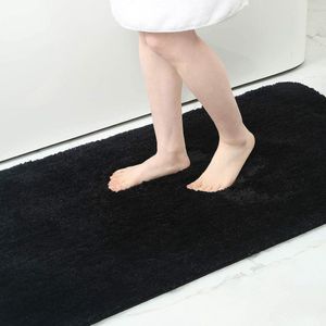 Badkamertapijt, antislip, wasbaar, zacht, wollig, badtapijt, shaggy hoogpolig microvezel, badmat - 60 x 90 cm, zwart
