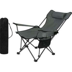 Camping Folding Chair Lightweight Beach Chair with Backrest Drink Holder Storage Bag Grey - Holds up to 150 kg Aluminium Beach Chair Folding Garden