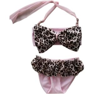 Maat 104 Bikini roze panter strik dierenprint Baby en kind zwemkleding roze