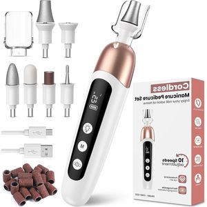 Cordless Nail Drill Pedicure Sets for Feet - Rechargeable Electric File for Women - 10 Speeds Thick Toenails Gel Nails