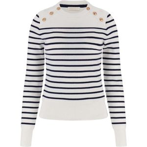 Guess - Ls Cn Helen Swtr - Jurk - Crème en Blauwe Strepen - Vrouwen