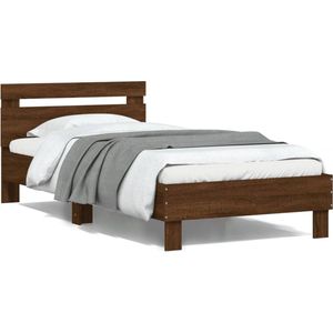 vidaXL - Bedframe - met - hoofdbord - zonder - matras - bruin - eiken - 100x200 - cm