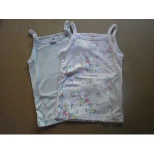 Petit Bateau 2 Pack - Singlet - Meisje - Bloem , stip - 12jaar 152