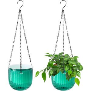 Hangpot 2 stuks hangende plantenhangers - zelfbewaterende plantenbakken 165 cm - binnen en buiten - bloempotten met haken - drainagegaten - tuin en thuis.