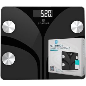 e.namics Weegschaal Personenweegschaal Digitaal - 14x - Zwart - Slimme Weegschaal met Lichaamsanalyse - Precisie Weegschaal - Incl. App