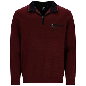 Hajo - Heren sweater met rits - donkerrood - Maat XL