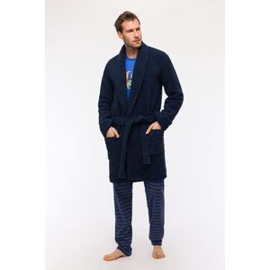 Woody Heren Kamerjas – Fleece – Donkerblauw – Zachte Teddylook - XL