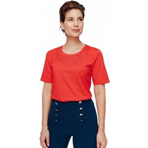 T-shirt met korte mouwen en geborduurde kraag met studs