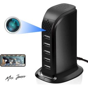 Mrs. Jones Spionagecamera USB-oplader HD 1080p draadloze verborgen camera 5-poorts laadhub live streaming bewegingsdetectie afstandsbediening veiligheid thuis .