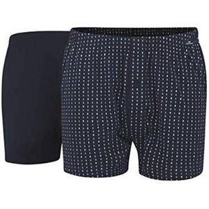 Heren boxershorts van 100% katoen - marineblauw gestreept met gulp - verpakking van 2 stuks - maat 3XL