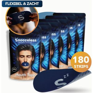Snoozeless Mondtape Bundel - Extra Comfortabele Anti-Snurktape - Zonder Gaatje, Ademend en Huidvriendelijk - Hypoallergene Slaaptape - 180 Stuks