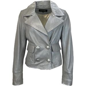 Dames Korte Grijze Echte Leren Jas – Jaydie M