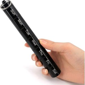 Metalen pillendoosje, sleutelhanger, tabletbox, 7 dagen, waterdicht, draagbaar, aluminium pillendoos, draagbare pillendoos met 7 deelbare vakken, ideaal voor wekelijkse reizen, camping, pillendoosje