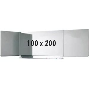 Whiteboard Deluxe - Geëmailleerd staal - Schuifmechanisme - Vijfzijdige schoolbordwand - Weekplanner - Maandplanner - Jaarplanner - Magnetisch - Wit - 100x200cm