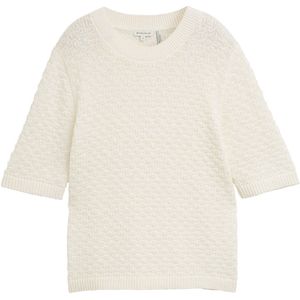 TOM TAILOR - Trui - Wit - Ronde Hals - Halve Mouw - Normale Pasvorm