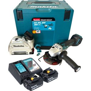 Makita DGA 514 RGJU1 Accuslijper 18 V 125 mm borstelloos + 2x accu 6.0 Ah + lader + Makpac