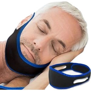 Verstelbare Snurkband I Anti Snurk Kinband I I Stop Snurken I Snurk Hoofdband I Anti-Snurk Band I Uniseks I Blauw/Zwart