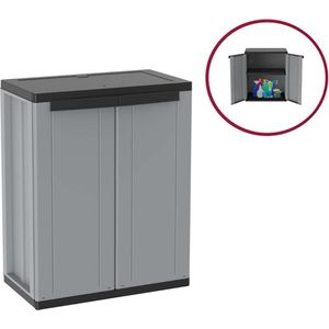 DailySupplies® Tuinkast - Tuinkist - Tuinkasten voor Buiten - Tuinberging - Kunststof - 50x80x100cm - Grijs en Zwart