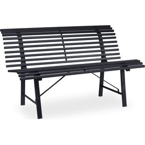 Relaxdays tuinbank - 2 persoons - 79 x 130 x 75 cm - staal - weerbestendig - parkbank - antraciet