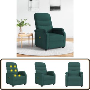 vidaXL Massagestoel - Stof - Donkergroen - Verstelbaar Massagestoel - Fauteuil - Relaxstoel - Ergonomische Stoel - Elektrische Massage