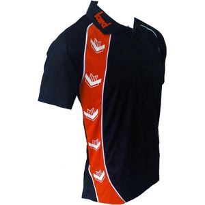 KWD Poloshirt Pronto korte mouw - Zwart/oranje - Maat 164