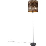 QAZQA parte - Klassieke Vloerlamp | Staande Lamp met kap - 1 lichts - H 191 cm - Luipaard print - Woonkamer | Slaapkamer