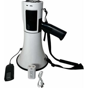Megafoon 85W Bluetooth – Opnamefunctie, Sirene, MP3, USB – Oplaadbaar