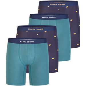 Happy Shorts - Long Boxershorts - Marine - 4er-Pack