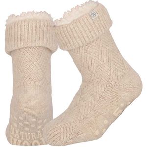Apollo Huissloffen - dames - schapenwol - slofsokken - creme - fleece gevoerd 35-38