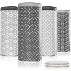 4x koffiepadbox - opbergdoos voor koffiepads - decoratieve box met 2 designs in 2 kleuren (4 stuks - set 4)