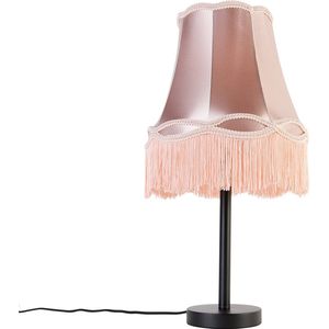 QAZQA granny - Klassieke Tafellamp met kap - 1 lichts - H 58.5 cm - Roze - Woonkamer | Slaapkamer | Keuken