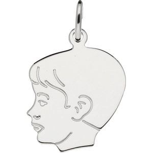 Glowhanger - kinderkopje - zilver - 19 x 15 mm - jongen