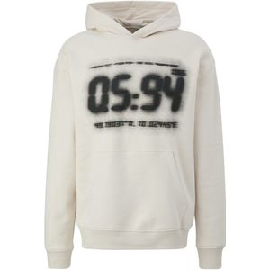 Q/S By S.Oliver Hoodie met Printopdruk Ecru