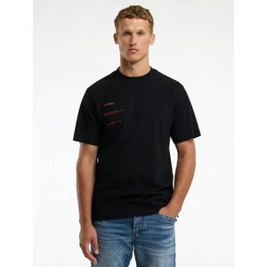 T-shirt - Zwart - Heren - Opvallend Oranje Logo