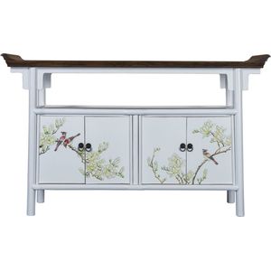 Fine Asianliving Chinese Dressoir Wit Handgeschilderd Tibetaans Stijl B143xD37xH87cm Chinese Meubels Oosterse Kast