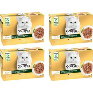 Gourmet Gold Malse Lekkernijen – Kattenvoer Natvoer - Kip Zalm Rund & Zeevis – 48 x 85 g
