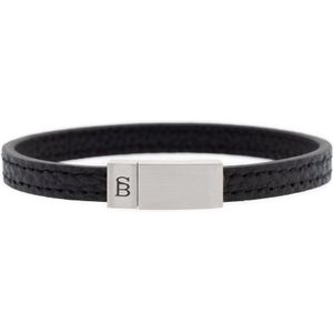 STEEL & BARNETT ® - Leren armband - heren - Grady Leren Armband Zwart - Zwart - 18.5 CM