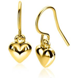 Zinzi 23mm gold plated zilveren oorhangers met bol hart ZIO2661