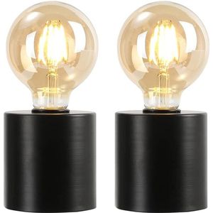 Tafellamp - Set van 2 metalen draadloze tafellampen - Werkt op batterijen - 20 cm hoog - Decoratieve sferische nachtkastlamp - Batterijlamp - Licht voor bruiloften, feesten, buiten, binnen en woonkamer
